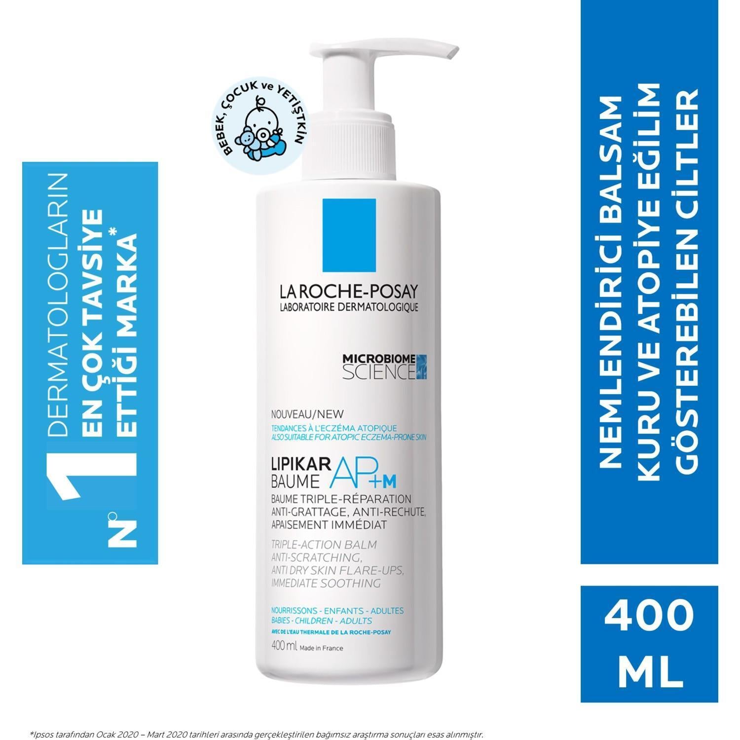 La Roche Posay Lipikar Baume AP +M Moisturizing Body Balm - Fragrance-Free Skincare for Dry, Sensitive Skin - 13.53 fl oz