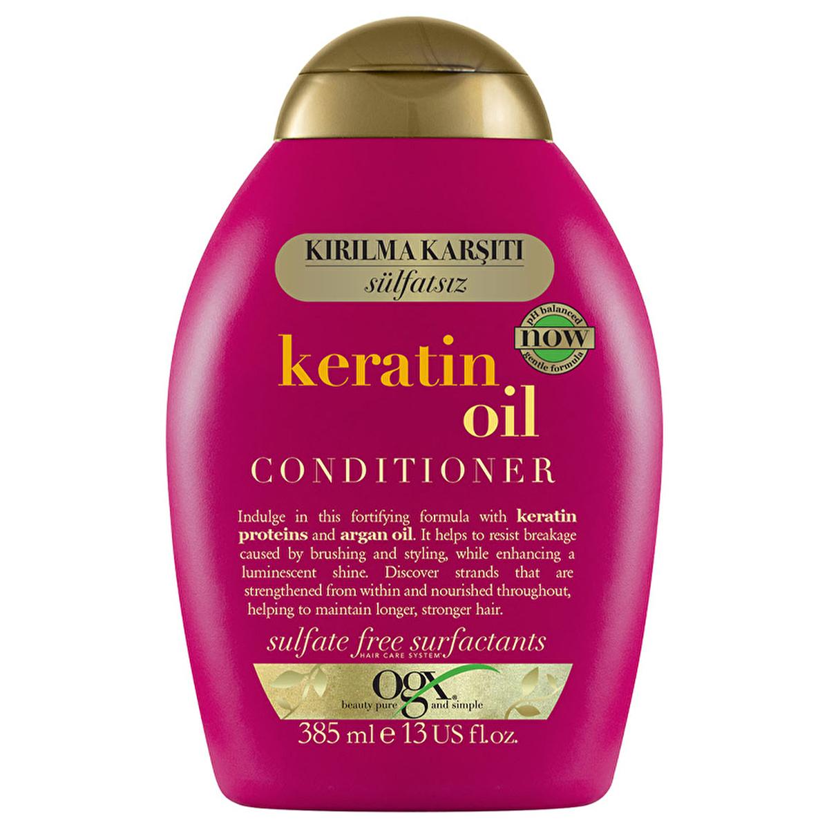 OGX Keratin Oil Hair Conditioner: Anti-Breakage Formula for Stronger, Shinier Hair - Sulfate Free, Argan Oil Infused (13 fl oz)