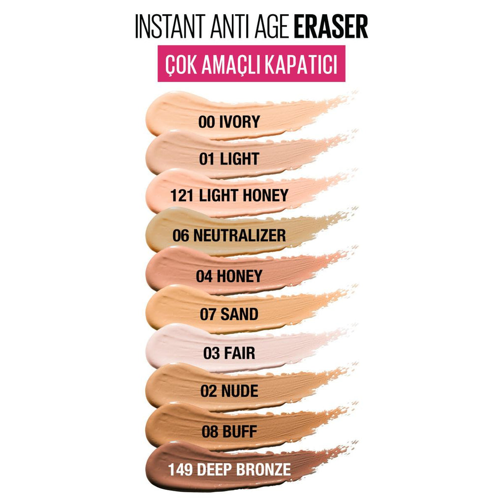 Maybelline Instant Age Rewind Concealer - 121 Light Honey - Dark Circle Eraser, High Coverage, Brightening, Anti-Aging