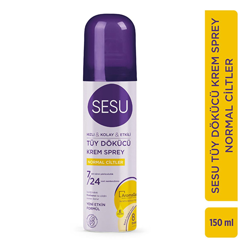 Sesu 8-Minute Hair Removal Cream Spray for All Skin Types - Quick, Easy, Dermatologically Tested