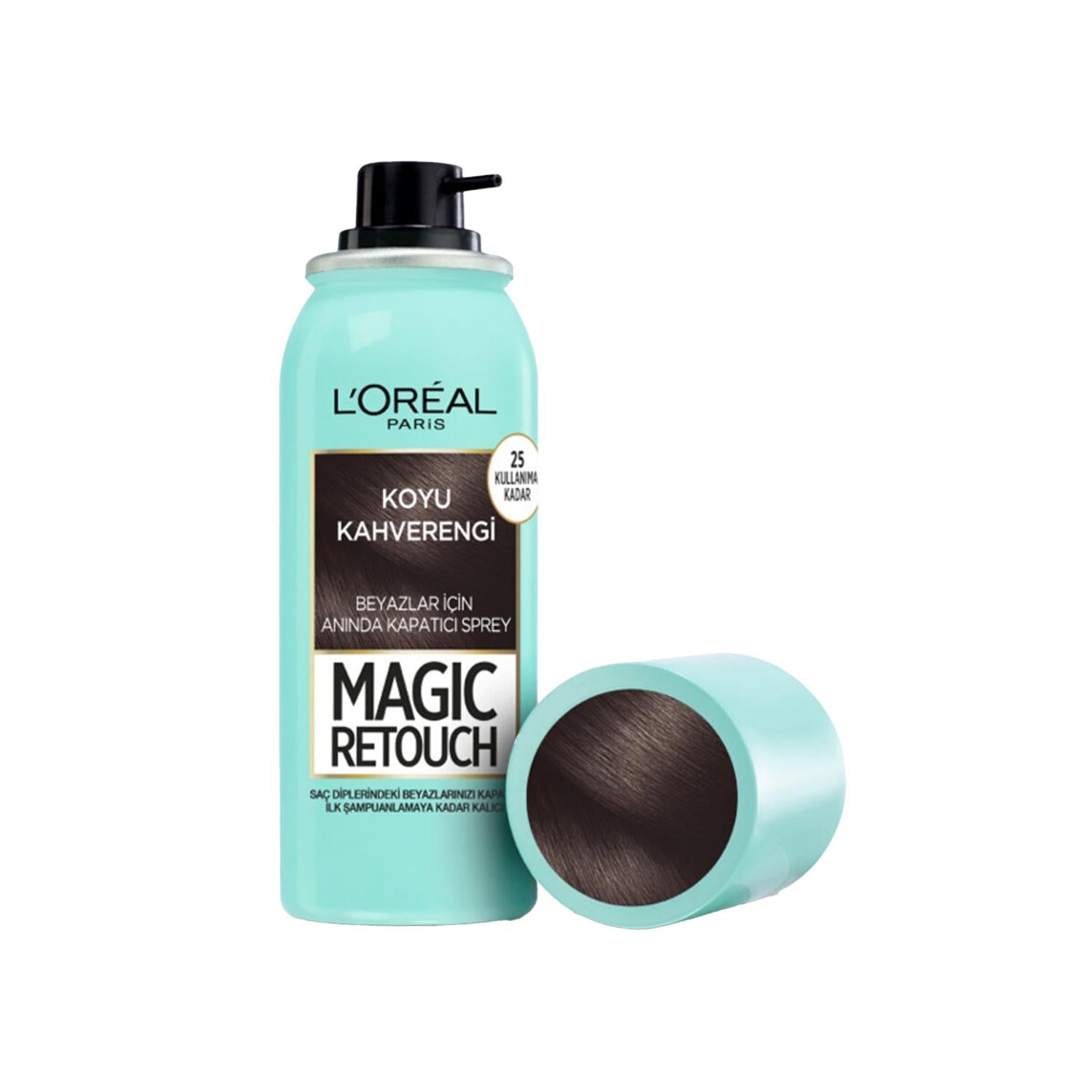 Loreal Paris Magic Retouch Hair Touch-up Spray - Dark Brown Root Concealer for Grey Hair Cover