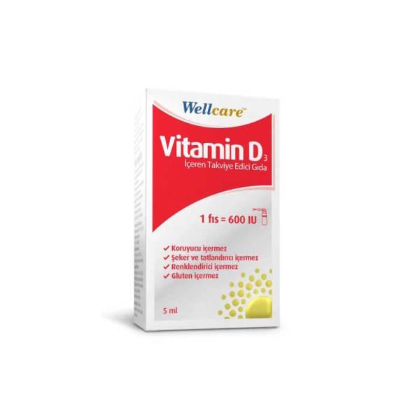 Wellcare Vitamin D3 600IU Spray - Supports Bone Health, 5ml Bottle