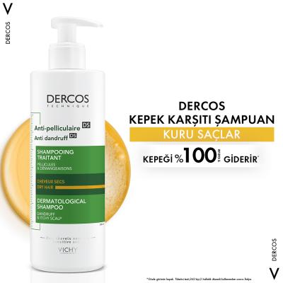 Vichy Dercos Anti-Dandruff Shampoo for Dry Hair - 390ml - Salicylic Acid, Hypoallergenic - Dandruff & Itchy Scalp Relief