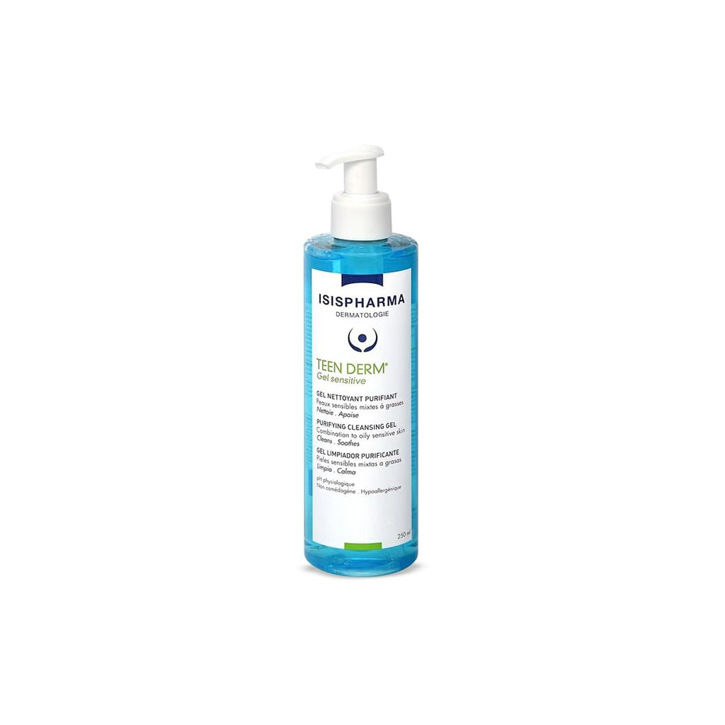 Isis Pharma Teen Derm Gel Sensitive 250ml - Gentle Soap-Free Cleanser for Sensitive Skin