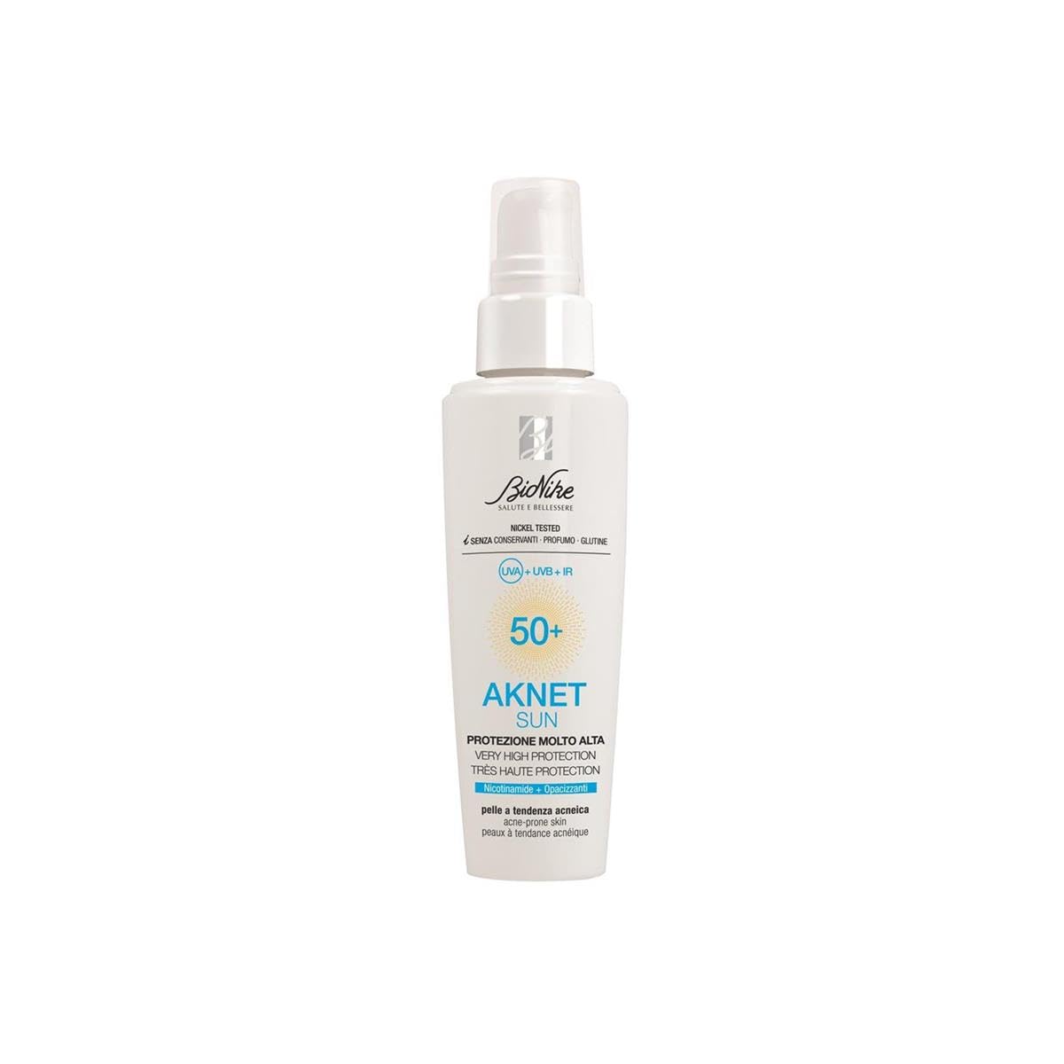 Bionike Aknet Sun SPF50+ Sunscreen for Oily Skin - Protects Against UVB Rays, Non-Comedogenic, Water-Resistant