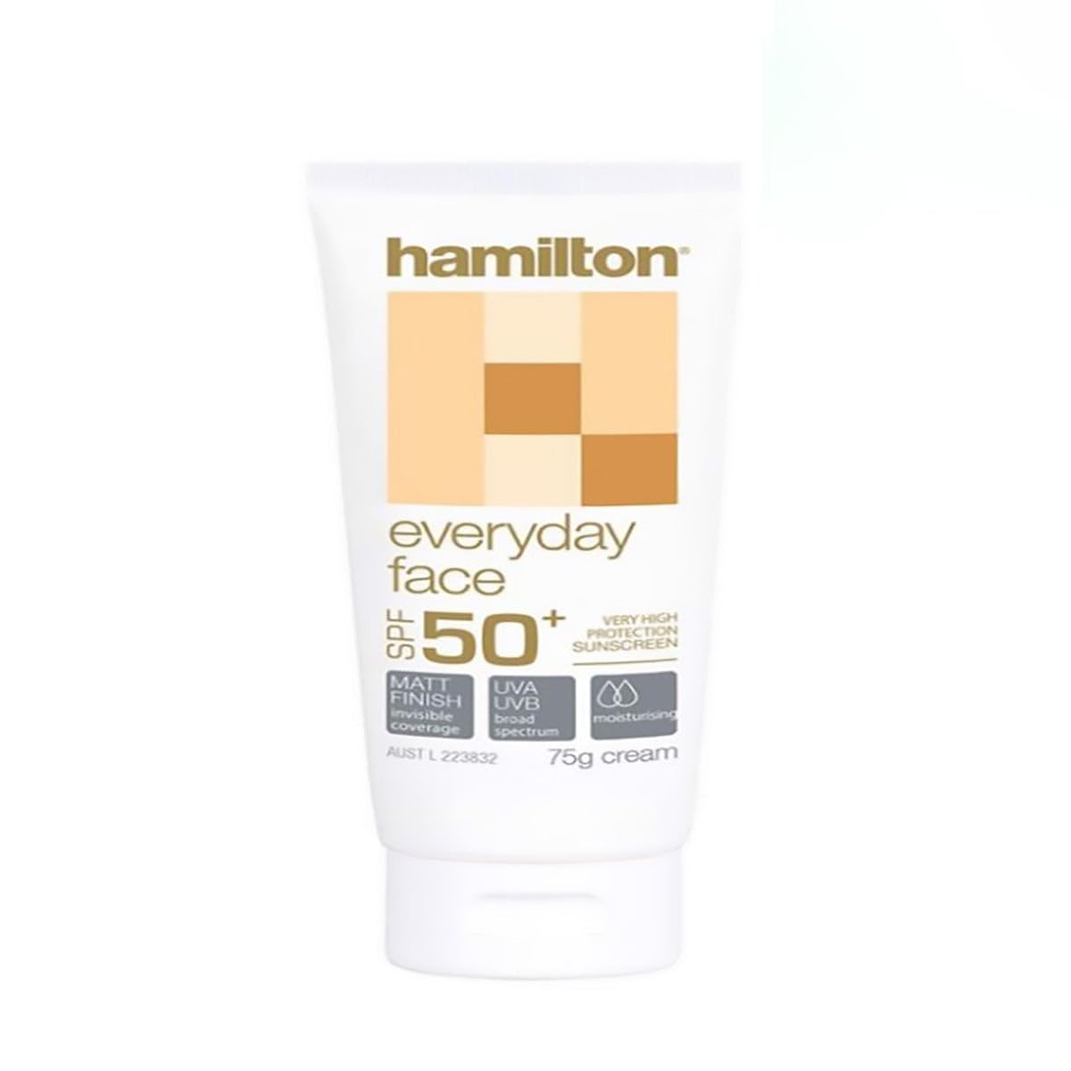 Hamilton Sunscreen Face Cream SPF50+ - Matte Finish, Non-Comedogenic, Moisturizing with Aloe Vera & Vitamin E