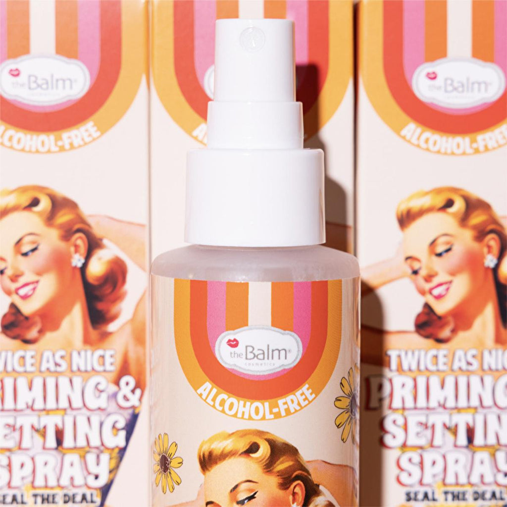 theBalm Twice as Nice: Makeup Setting Spray & Primer - Alcohol-Free, Vitamin B5 & Caffeine - Long Lasting, Flawless Finish