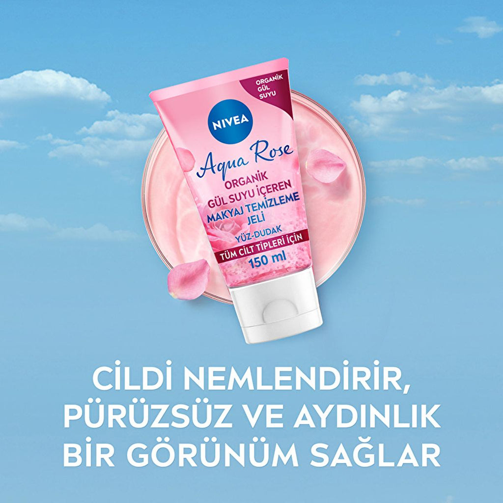 Nivea Aqua Rose Makeup Cleansing Gel - Hydrating, Gentle, Dermatologically Tested - 5.07 fl oz