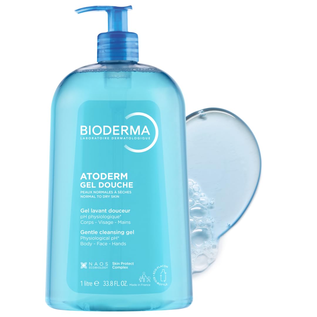 Bioderma Atoderm Shower Gel - Gentle, Moisturizing Cleanser for Sensitive & Dry Skin - Fragranced, 33.81 fl oz