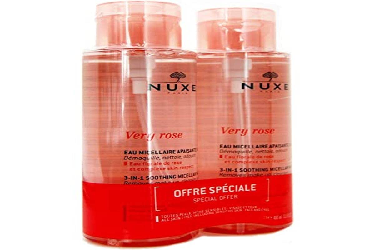 Nuxe Very Rose 3-in-1 Micellar Water - Gentle Makeup Remover & Cleanser for Sensitive Skin