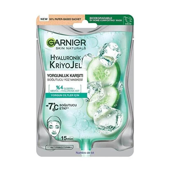 Garnier Hyaluronic Cooling Anti-Fatigue Face Mask: Hydrating Cucumber Kriyojel Single-Use for Tired Skin