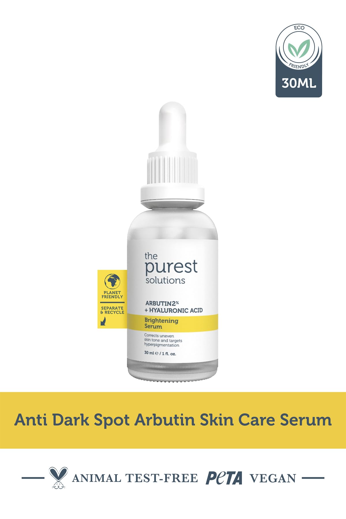 The Purest Solutions Skincare Set - Hydrating & Brightening Serum Duo with Hyaluronic Acid & Arbutin