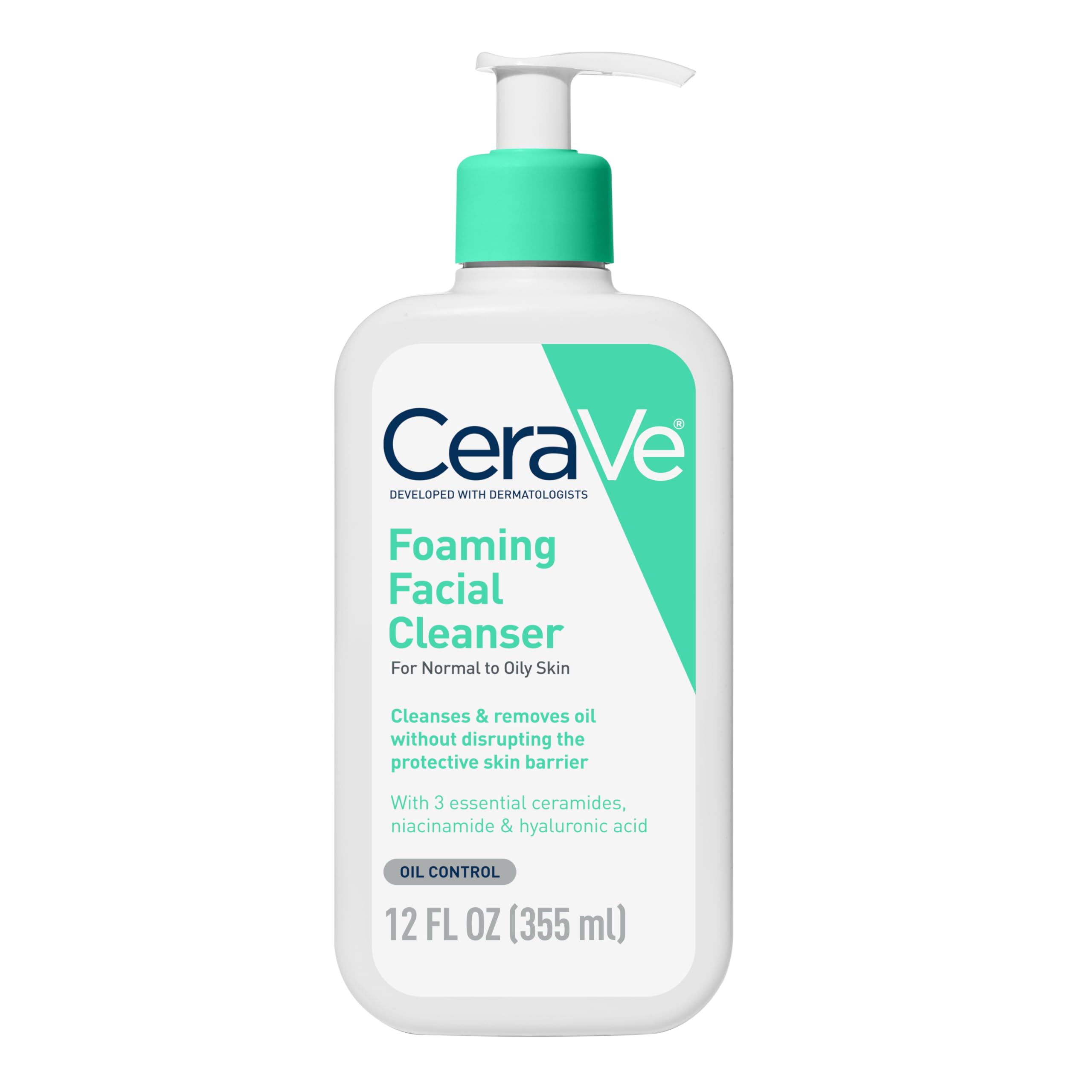 CeraVe Foaming Cleanser - Gentle, Non-Irritating Cleanser for Normal to Oily Skin, 7.98 fl oz