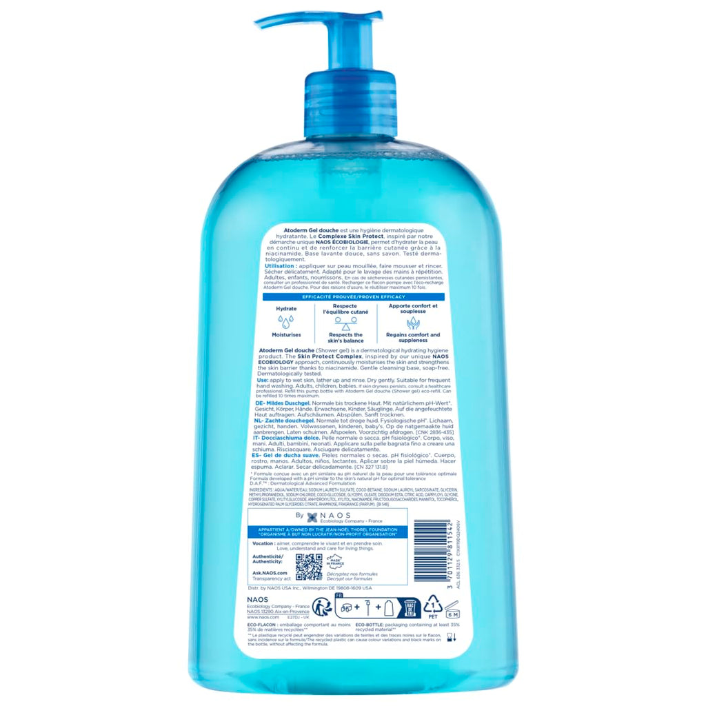 Bioderma Atoderm Shower Gel - Gentle, Moisturizing Cleanser for Sensitive & Dry Skin - Fragranced, 33.81 fl oz