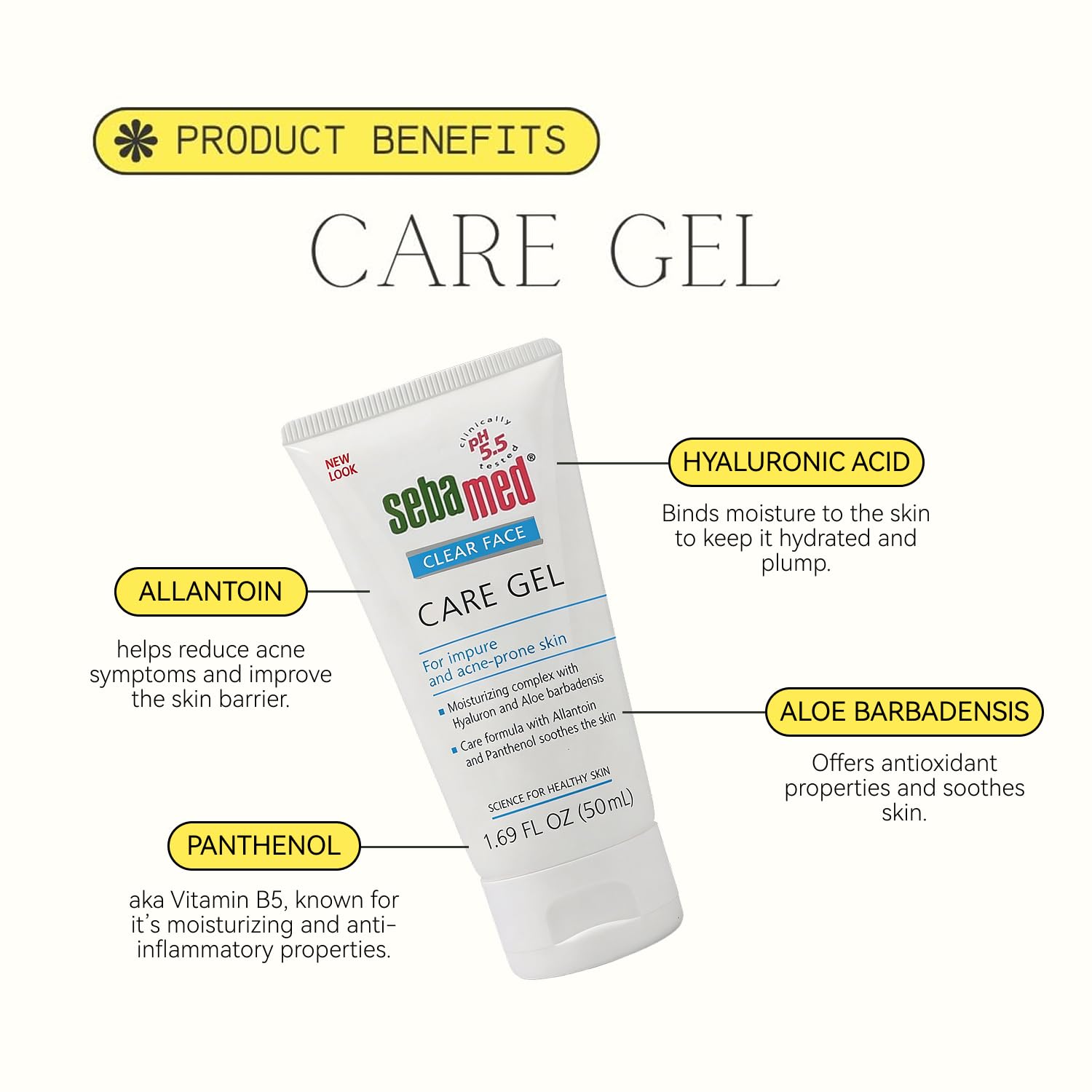 Sebamed Clear Face Care Gel - Gentle Hyaluronic Acid Skincare for Acne-Prone Skin, 1.69 fl oz