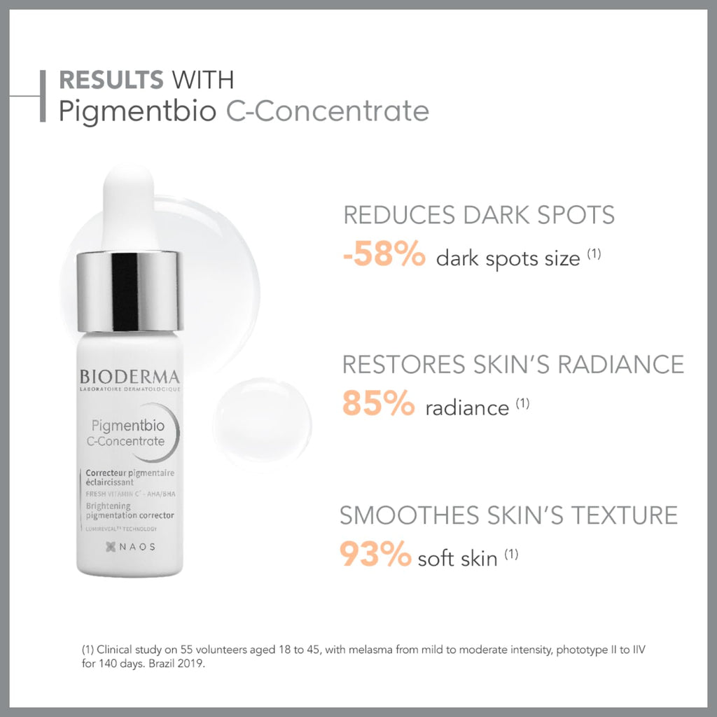 Bioderma Pigmentbio C-Concentrate Night Serum for Sensitive Skin - Brightening, Anti-Aging, Vitamin C Serum 0.51 fl oz
