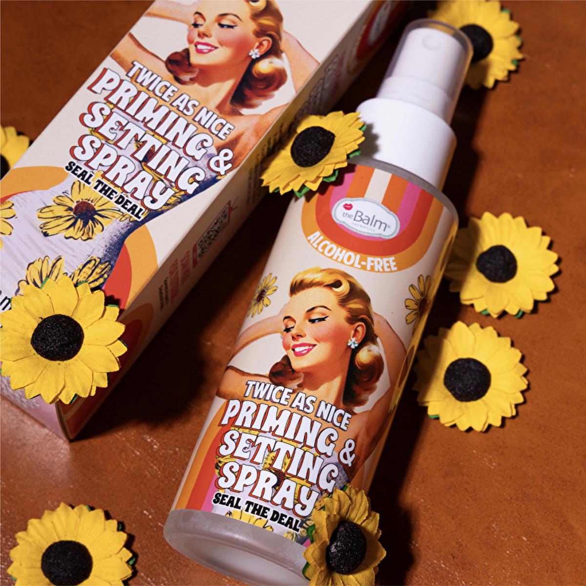 theBalm Twice as Nice: Makeup Setting Spray & Primer - Alcohol-Free, Vitamin B5 & Caffeine - Long Lasting, Flawless Finish