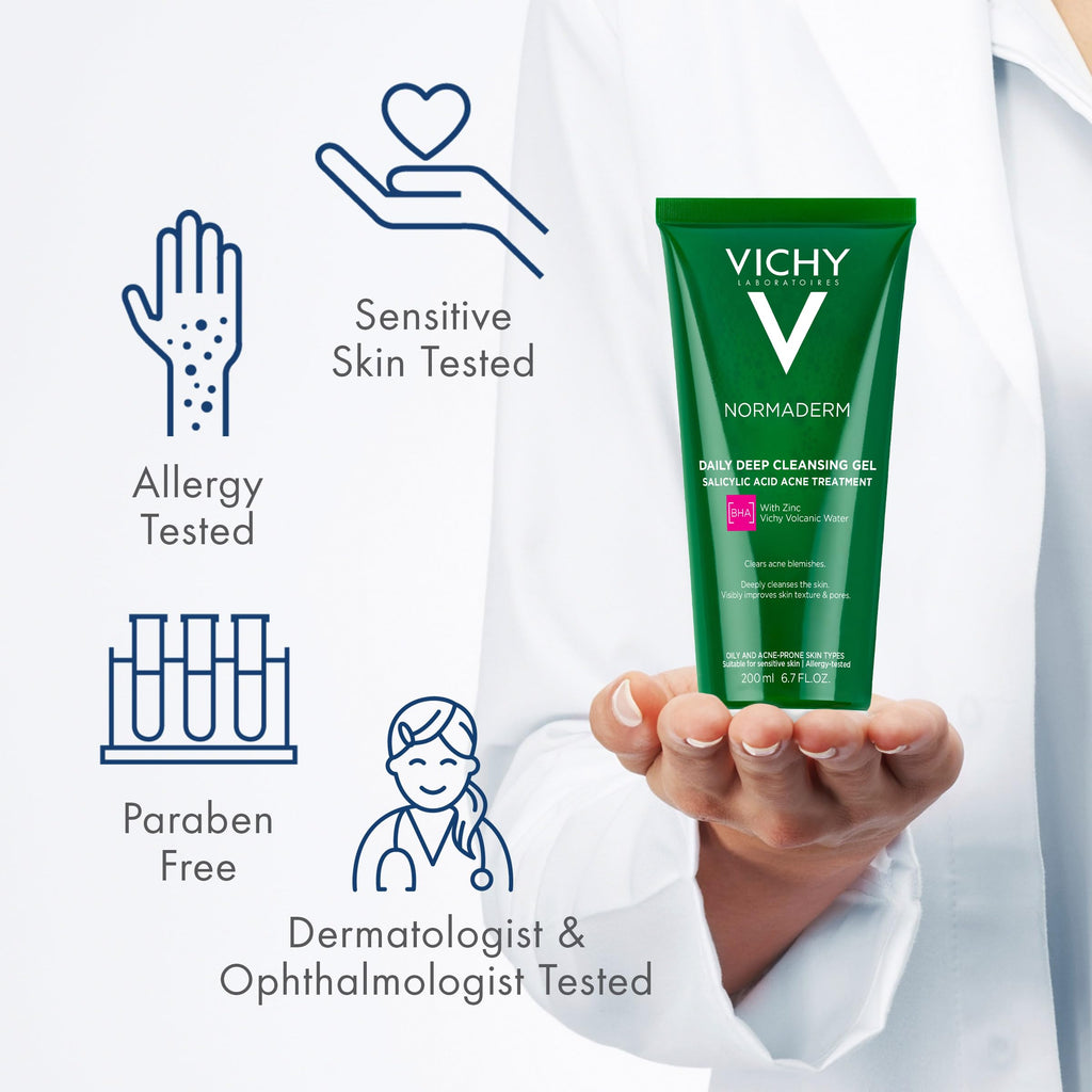 Vichy Normaderm Phytosolution Intensive Purifying Gel for Oily Skin - 200ml, Salicylic Acid Face Wash