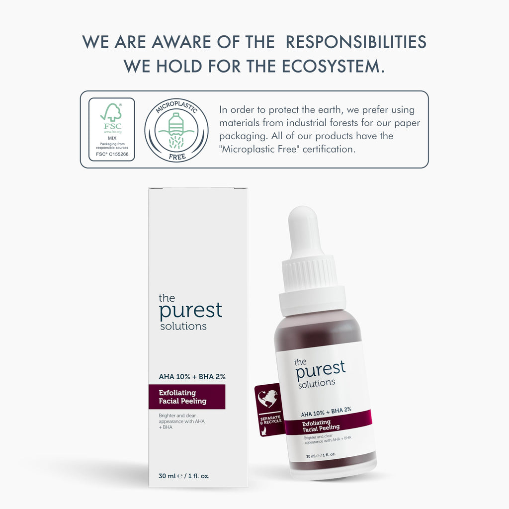 The Purest Solutions Facial Peeling Solution AHA BHA Exfoliant - 30ml, Glycolic Acid, Salicylic Acid, Hyaluronic Acid