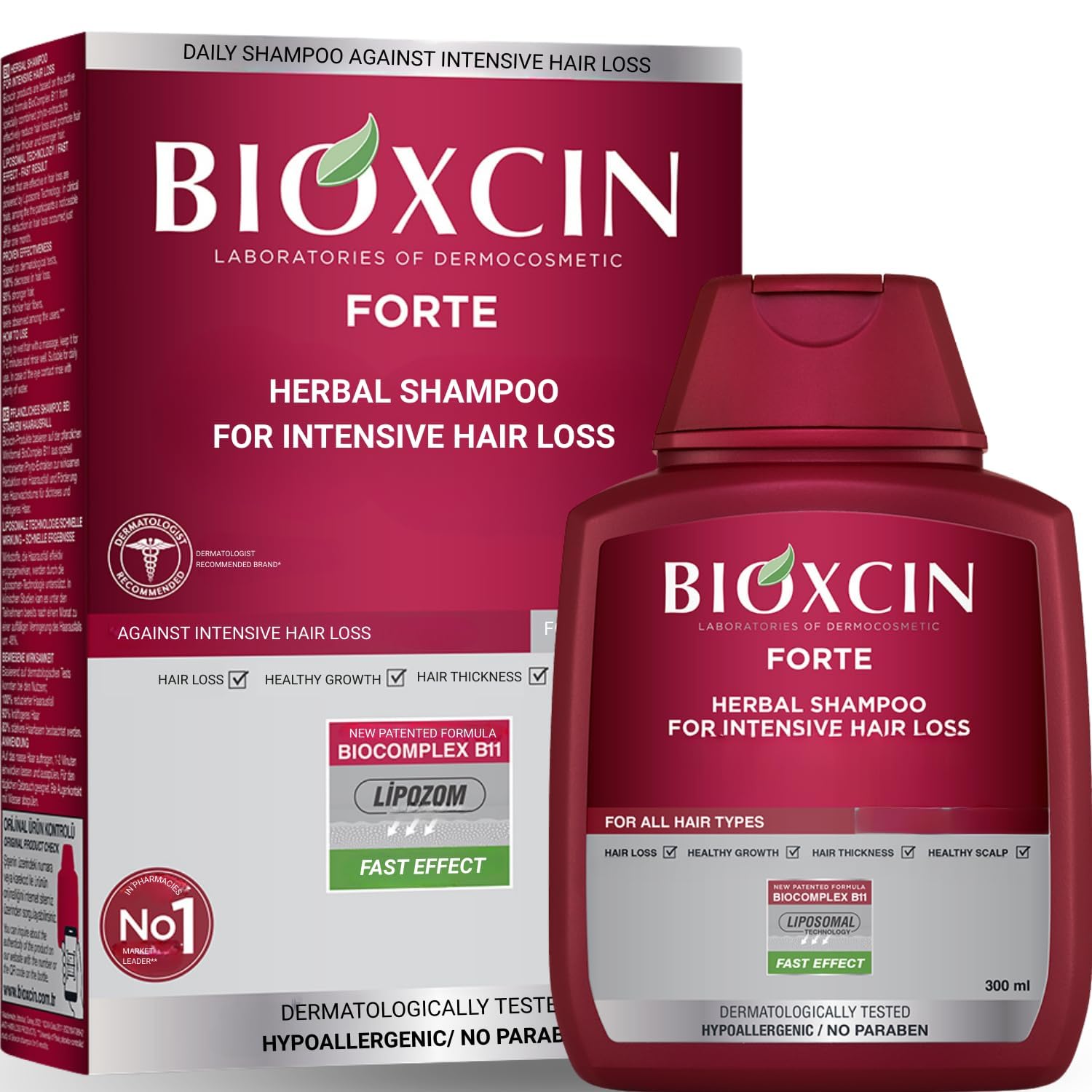 Bioxcin Hair Care Kit - Intense Hair Loss Solution with Herbal Shampoo, Serum & Keratin Supplement