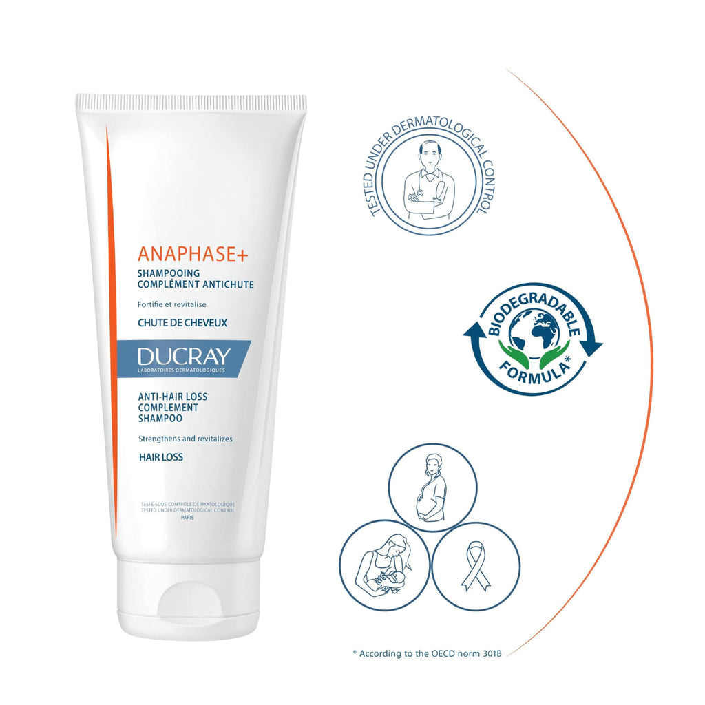 Ducray Anaphase+ Anti-Hair Loss Shampoo - Strengthens Hair, Adds Volume - 6.76 fl oz