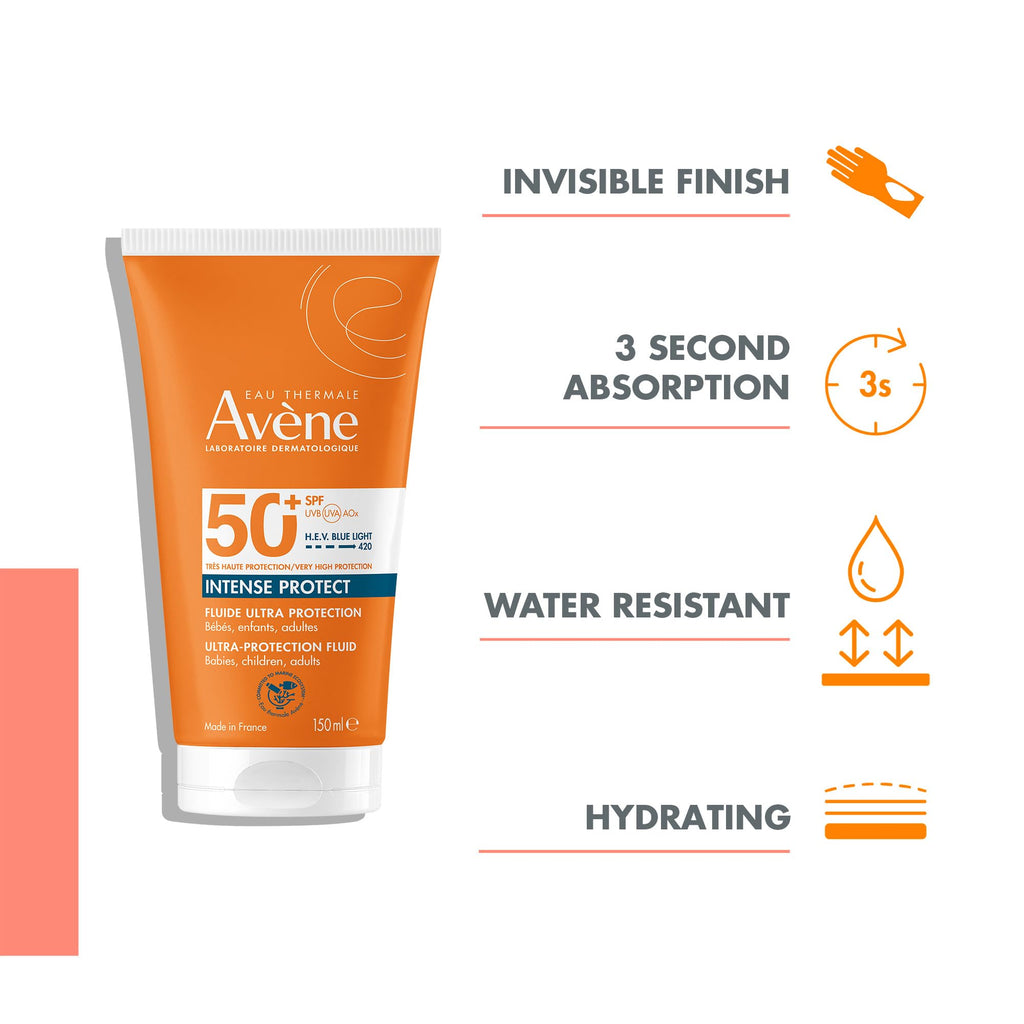 Avene Intense Protect SPF50+ Sunscreen for Babies, Children, and Adults - Gentle, High Protection Sun Care