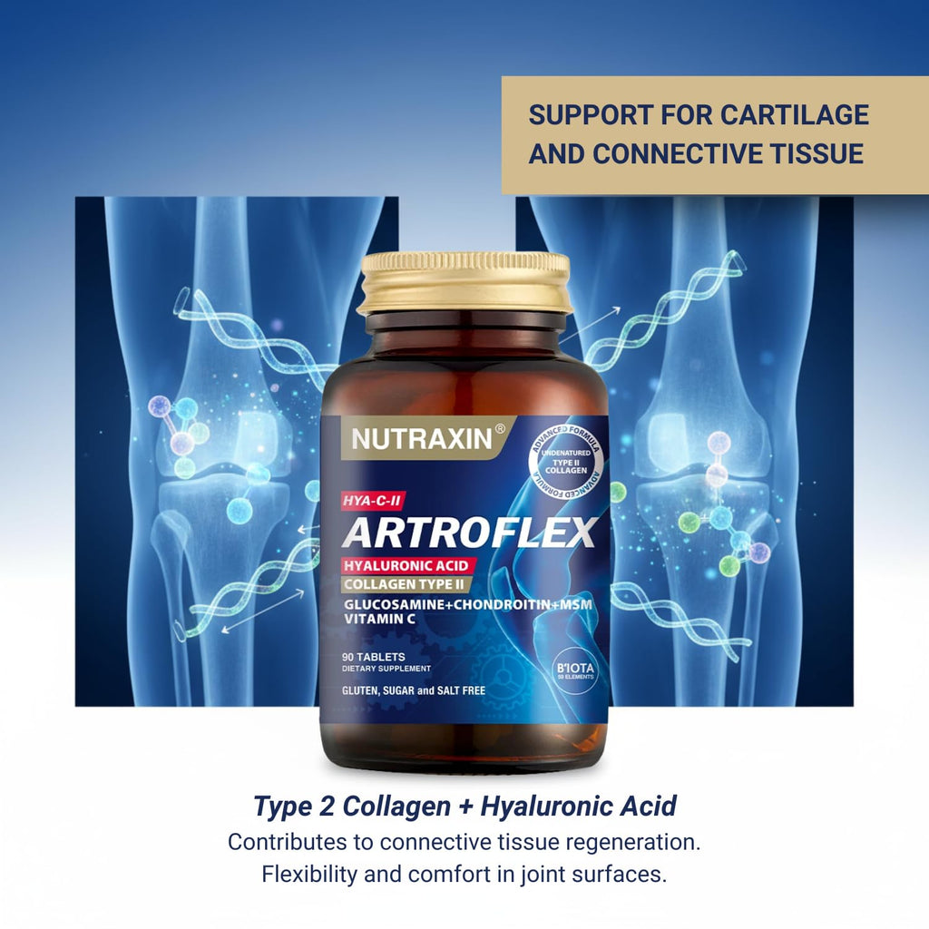 Nutraxin Artroflex HYA-C-II Joint Health Supplement - 90 Tablets, Glucosamine, Chondroitin, Hyaluronic Acid & Collagen