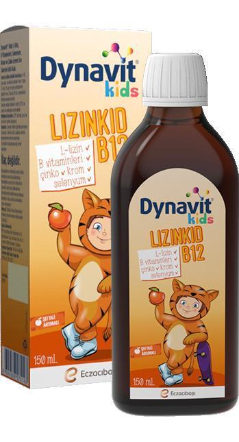Dynavit Kids Lizinkid B12 Dietary Supplement for Kids - Liquid Vitamin Supplement with L-Lysine, B Vitamins, Zinc, Selenium, and Chromium - 5.07 fl oz