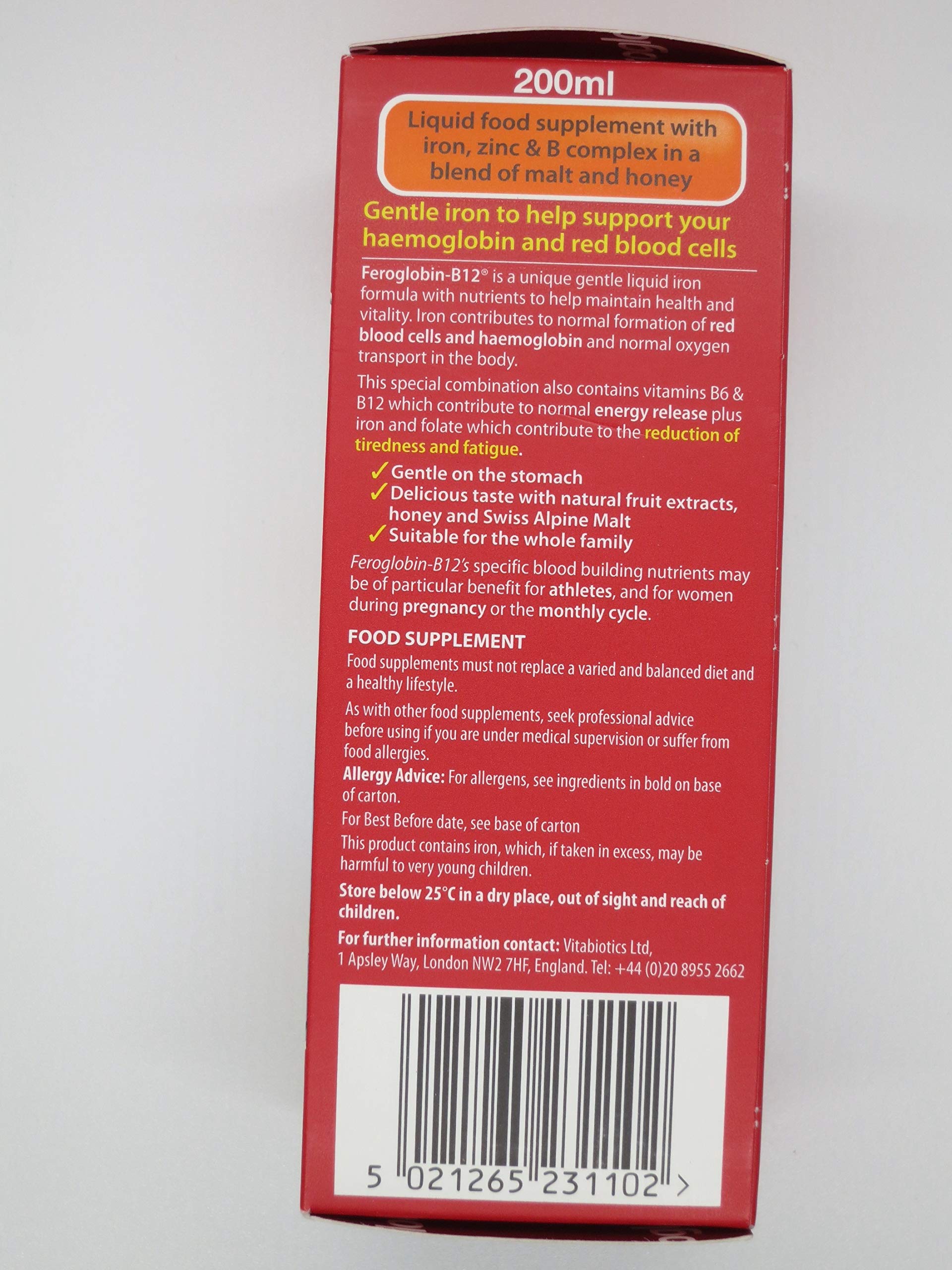Vitabiotics Feroglobin Liquid Iron Supplement for Children and Adults - 6.76 fl oz