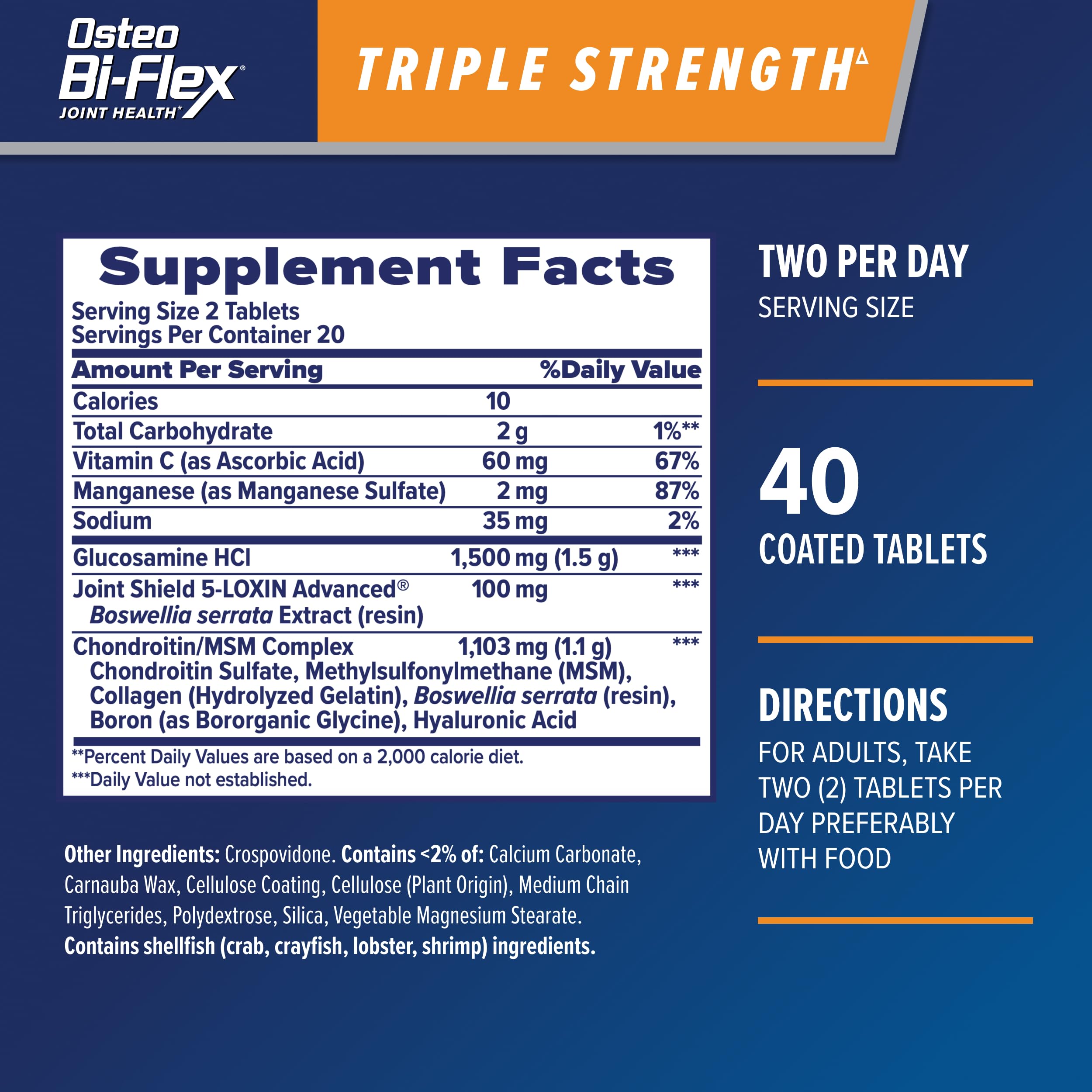Osteo Bi-Flex Advanced Triple Strength Joint Health Supplement - 40 Tablets with Glucosamine, Chondroitin & MSM