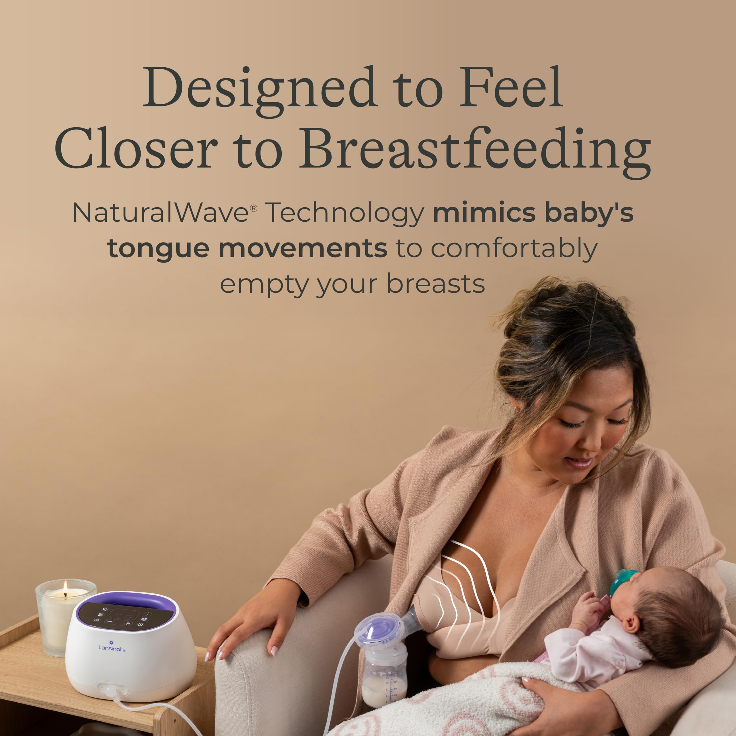 Lansinoh Compact Single Electric Breast Pump - Portable, Adjustable Vacuum, Rechargeable