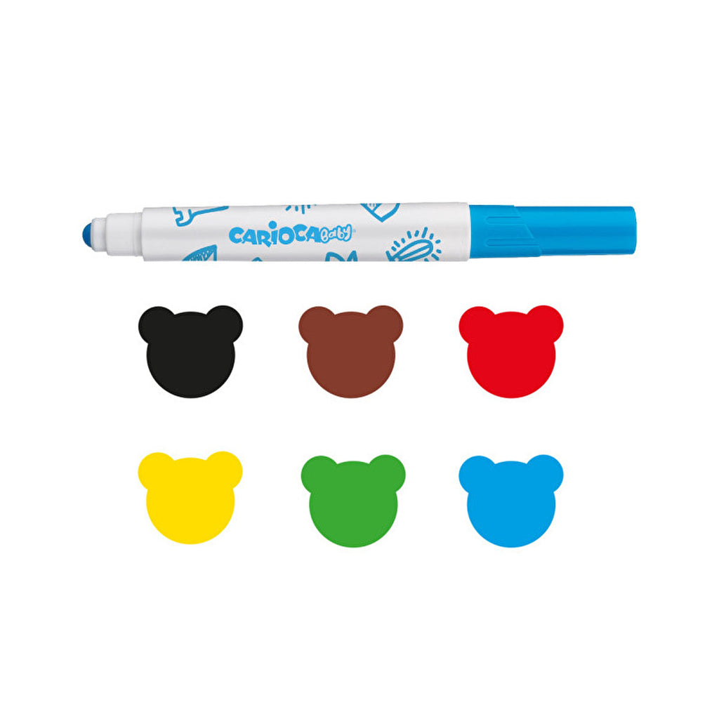 Carioca Jumbo Baby Washable Markers Set - 6 Pack | Safe and Non-Toxic