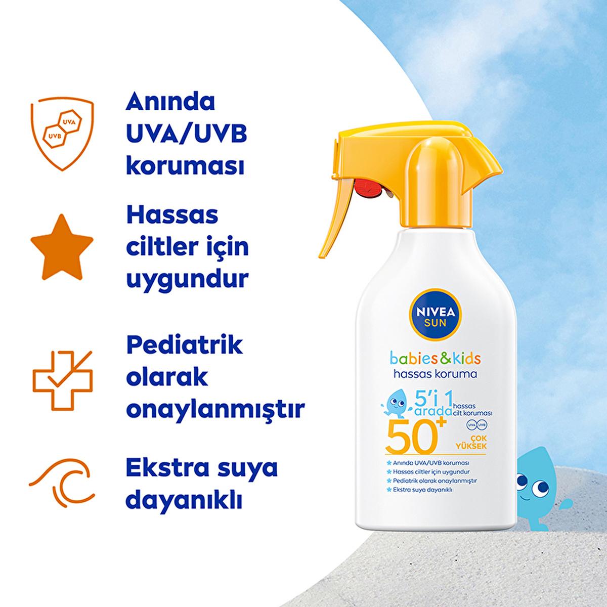 Nivea Baby & Child Sunscreen SPF 50 - UVA/UVB Protection, Water Resistant Sun Protection for Sensitive Skin, Sun Spray, 270 ml