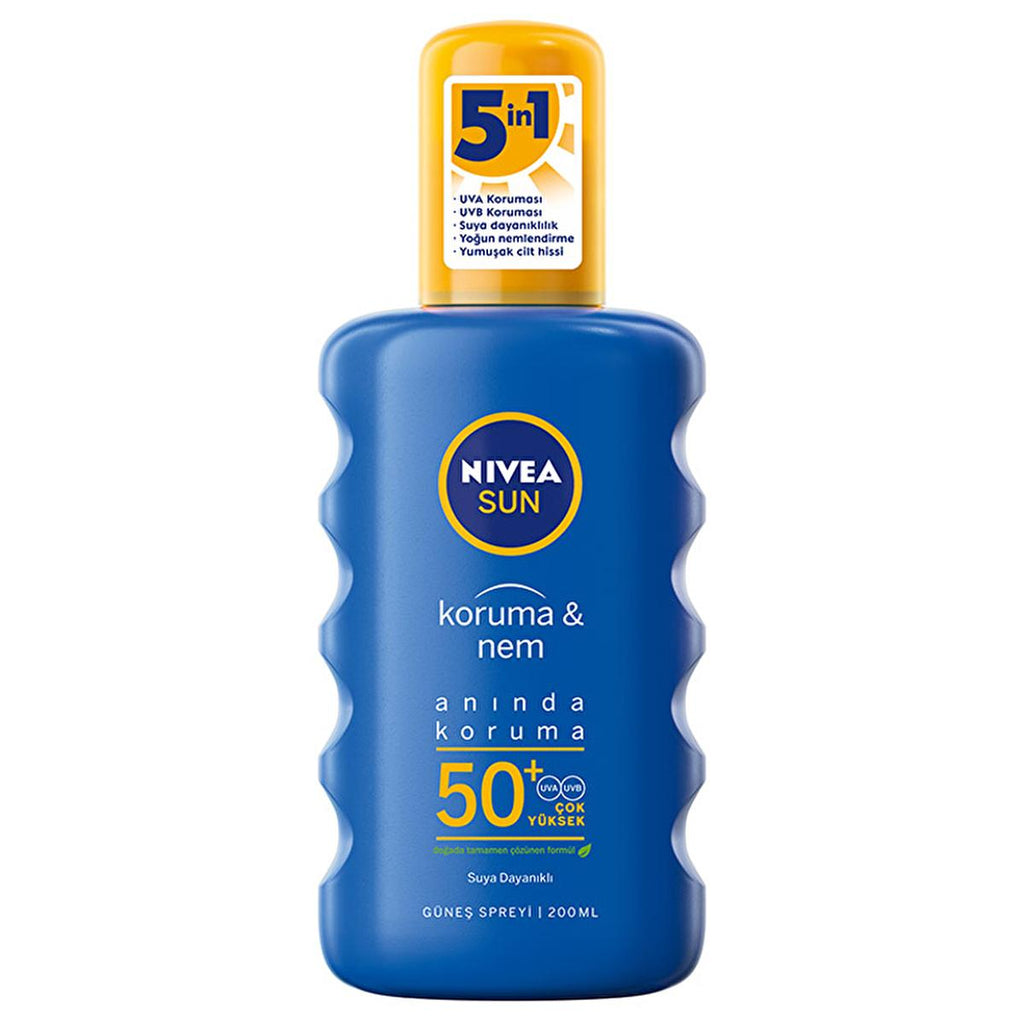 NIVEA Sun SPF 50+ High Protection Sunscreen Spray: UVA/UVB, 48-Hour Moisturizing, Water Resistant - Ultimate Skin Protection for Outdoor Activities
