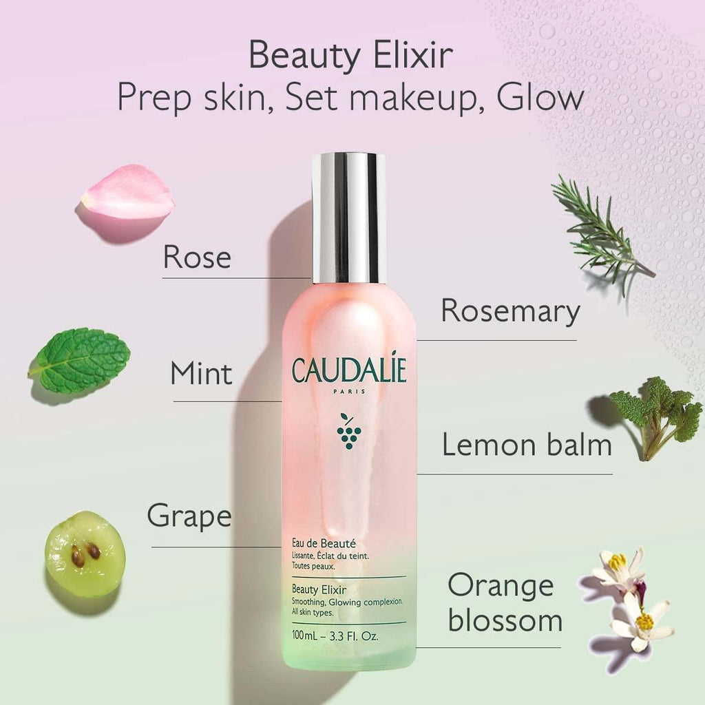 Caudalie Beauty Elixir Natural Skincare Body Spray - Anti-Aging, Makeup Setting Spray with Essential Oils