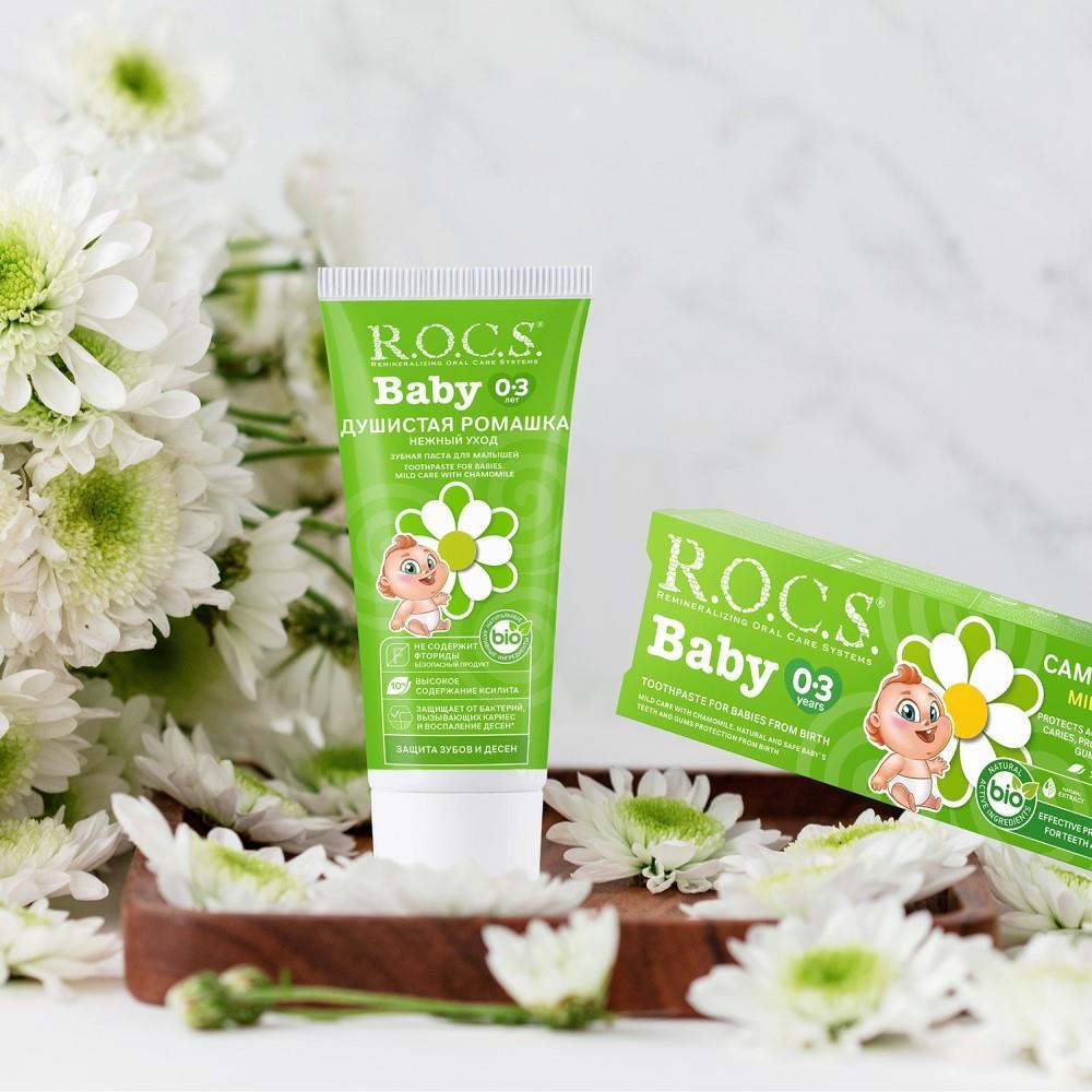 ROCS Baby Toothpaste - Fluoride-Free, Chamomile Extract for Teething Relief, Natural Oral Care for Infants & Toddlers