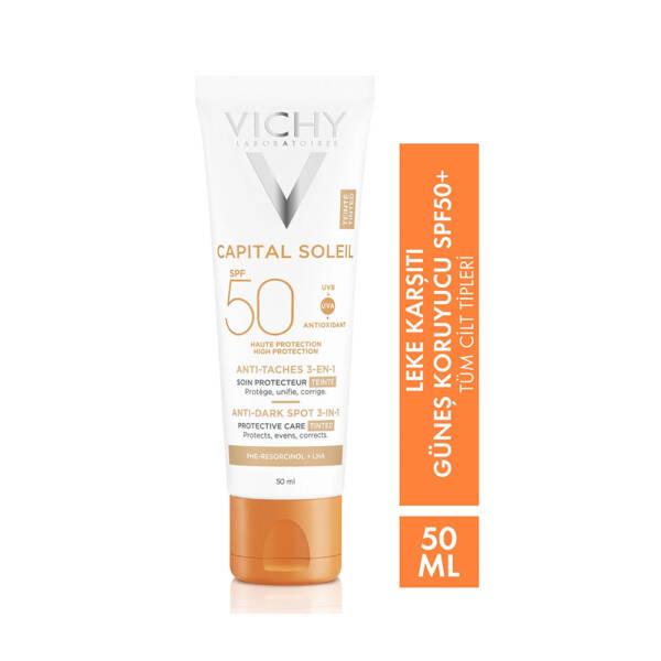Vichy Tinted Sunscreen SPF50 - Anti-Dark Spots Care for Sensitive Skin, Paraben-Free & Hypoallergenic