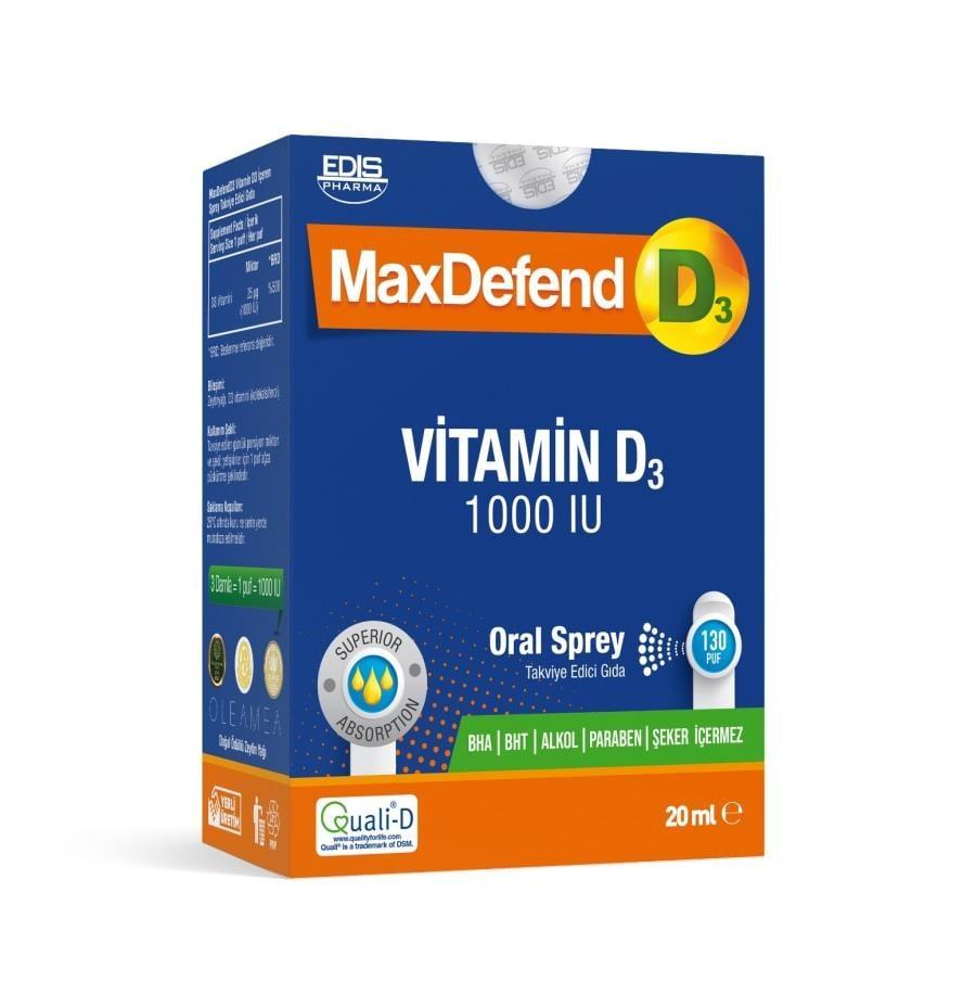 Maxdefend Vitamin D3 1000 IU Oral Spray - Boosts Immune System & Bone Health, Dietary Supplement for Adults