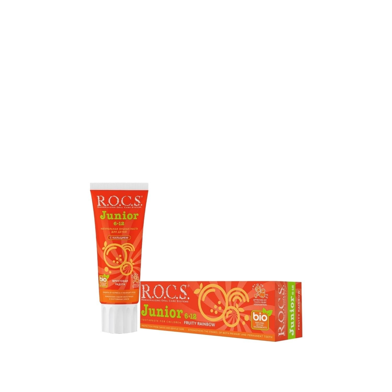 ROCS Junior Children's Toothpaste 60ml - Natural & Fruit-Flavored for Kids Aged 6-12