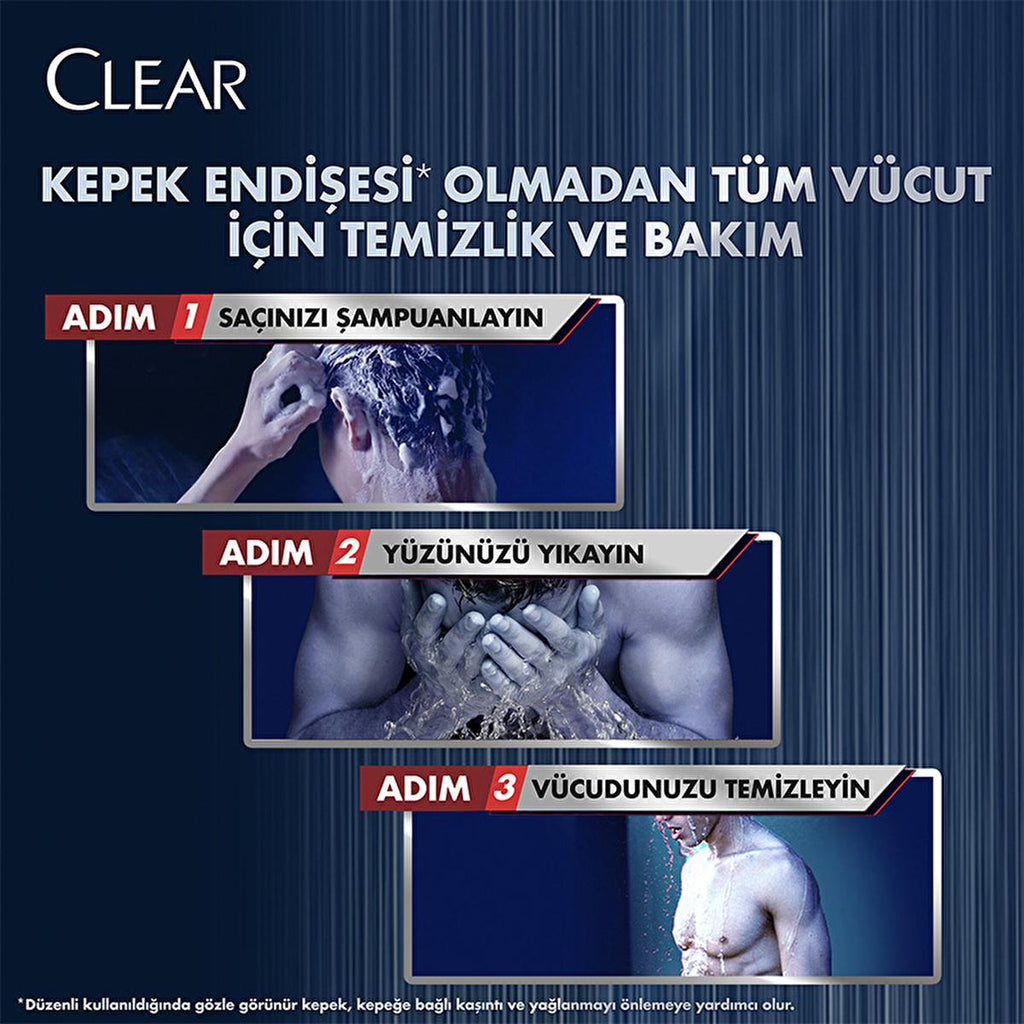 Clear Men 3-in-1 Charcoal Shampoo & Shower Gel: Deep Clean, Fight Dandruff, & Simplify Your Routine - 11.83 fl oz