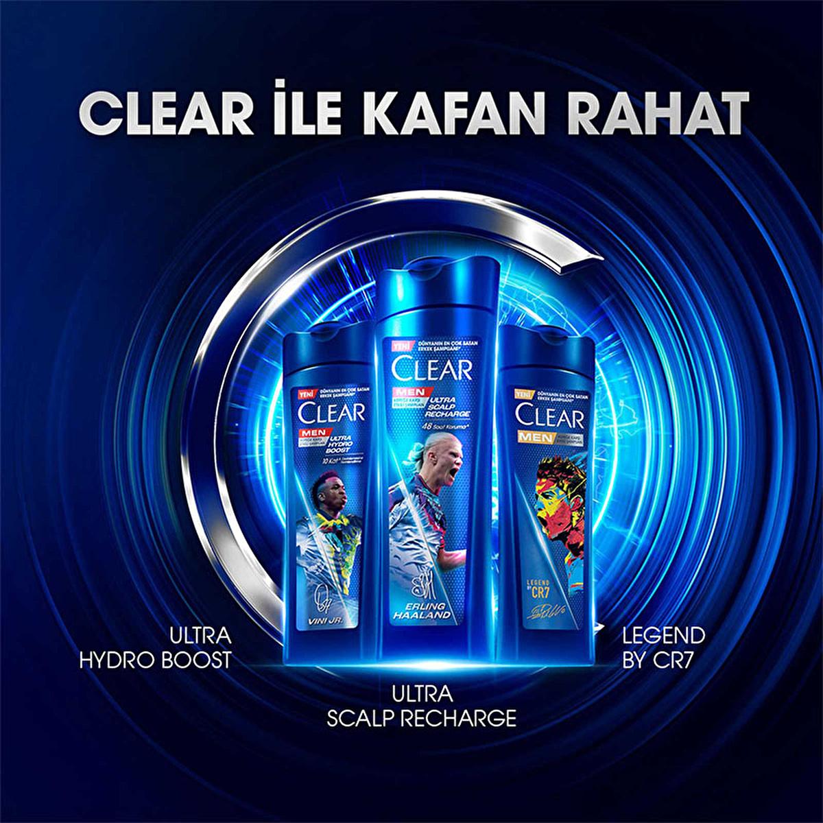 Clear Men Vinicius Junior Ultra Hydro Boost Shampoo - Anti-Dandruff, Moisturizing Shampoo for Men with Cedar Wood & Eucalyptus