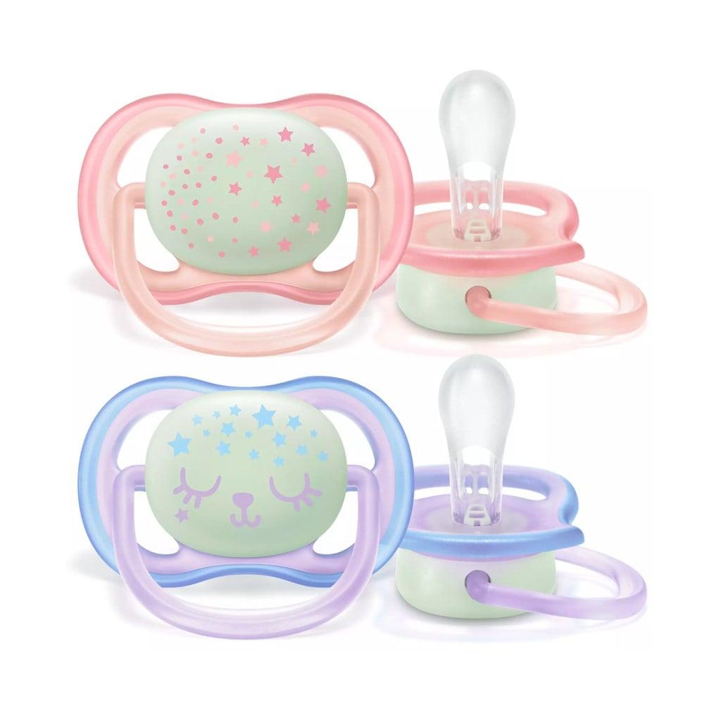 Philips Avent Ultra Air Night Baby Pacifier - Glow-in-the-Dark, Orthodontic, Easy Clean - 6-18m