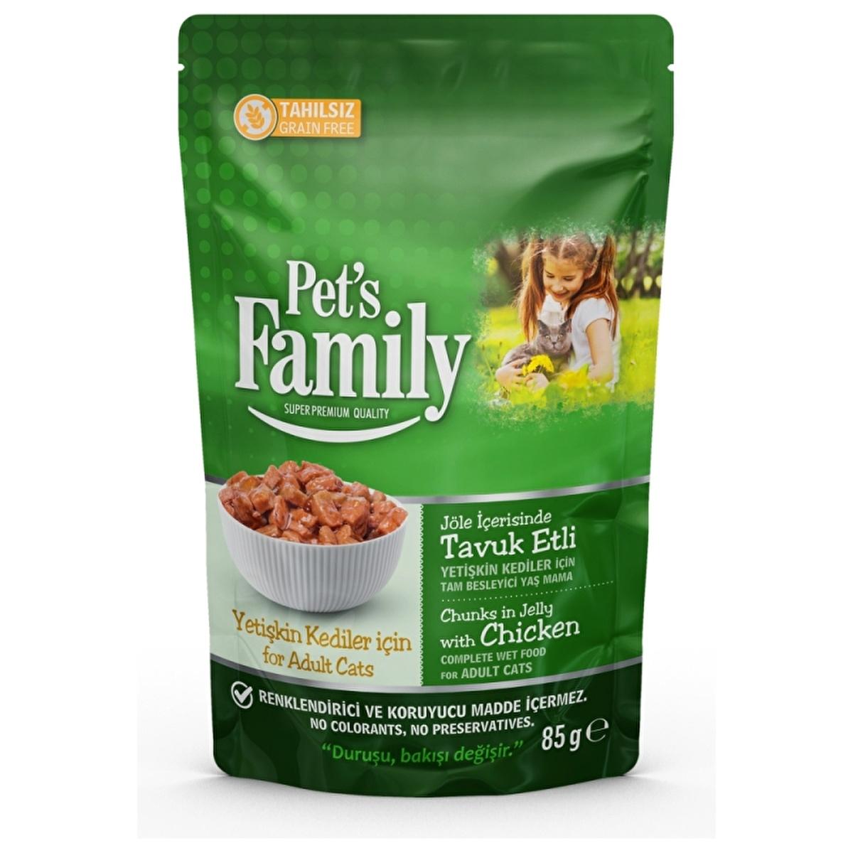 Pet's Family Adult Cat Food Pouch - Chicken Flavor, Natural, Wet Cat Food for Adult Cats