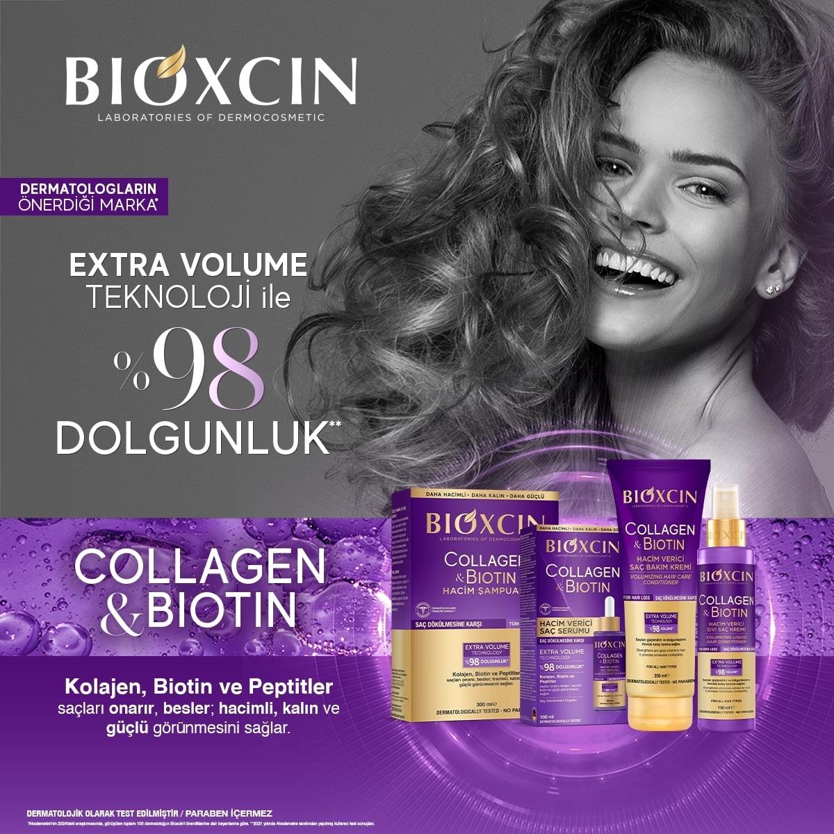 Bioxcin Collagen & Biotin Volume Shampoo - Strengthens & Volumizes Hair, Hypoallergenic, Paraben-Free