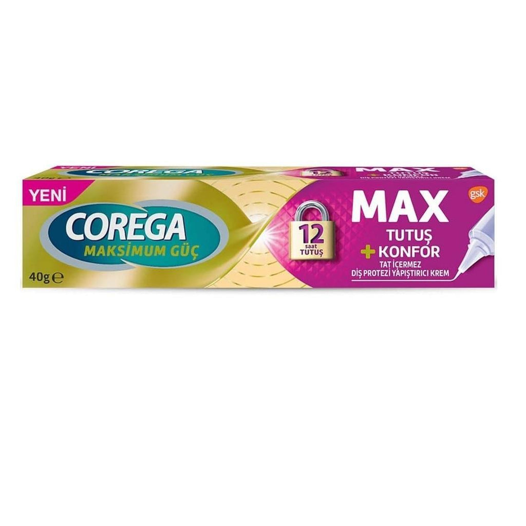 Corega MAX Denture Adhesive Cream for Secure Fit and Comfort - 40g