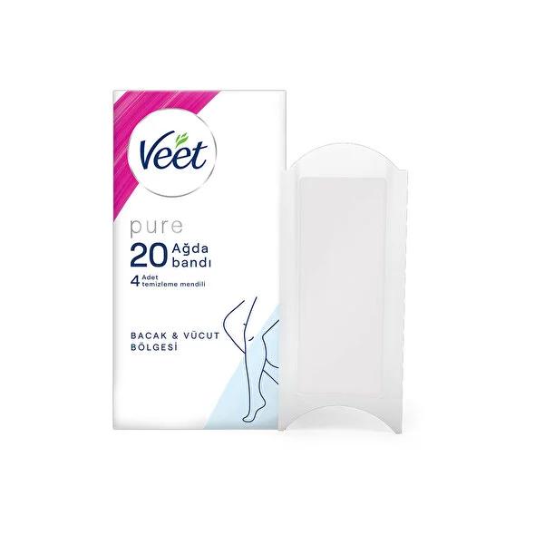 Veet Pure Wax Strips for Hair Removal - Hypoallergenic, Perfume-Free, Smooth Skin for up to 28 Days - 20 Strips