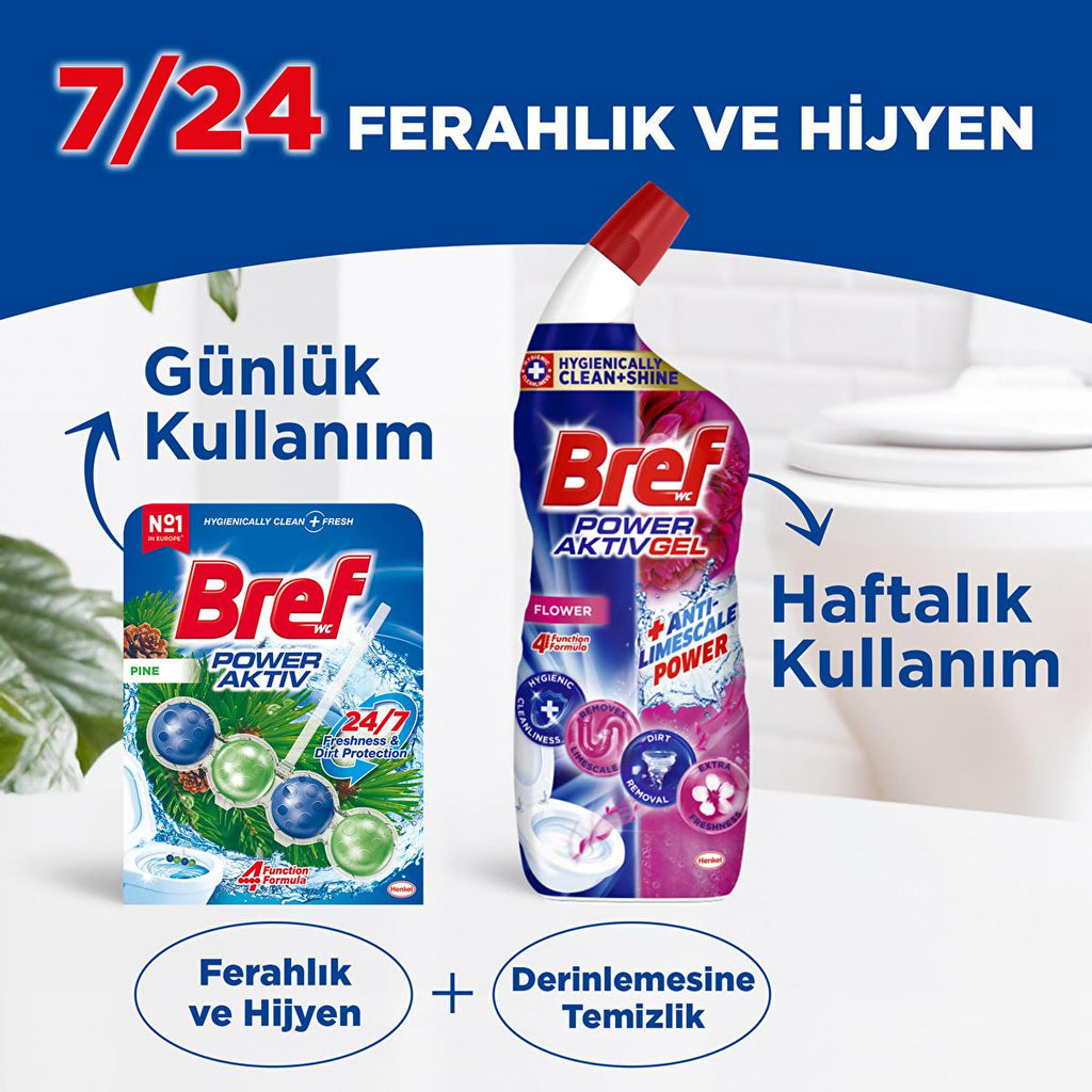 Bref Power Aktiv: Limescale Prevention Toilet Bowl Cleaner Block for Long-Lasting Freshness & Sparkling Clean Bathroom