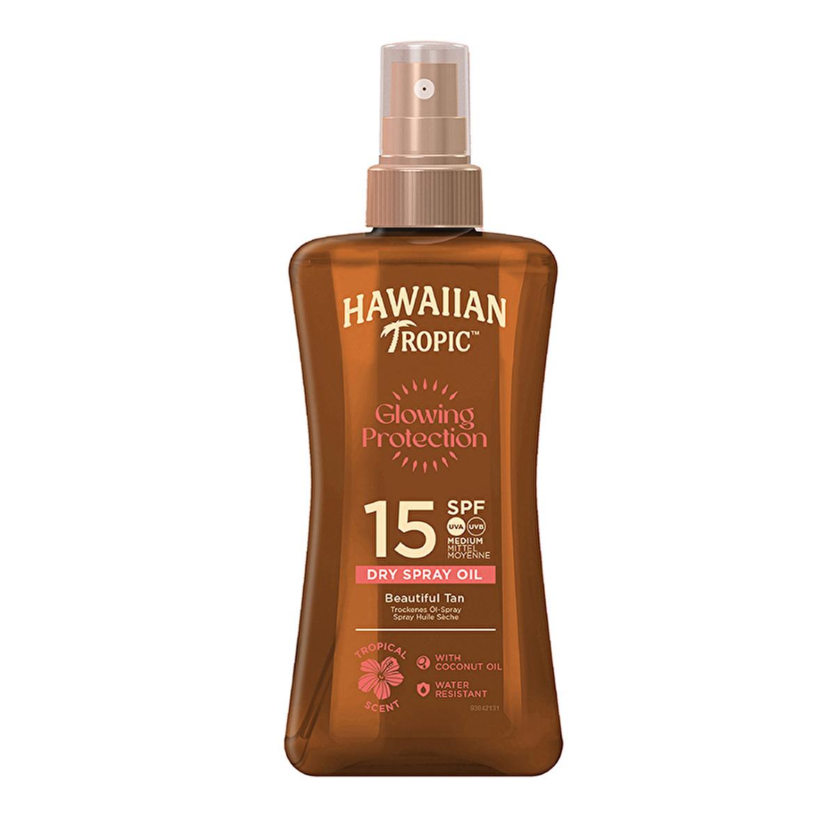 Hawaiian Tropic SPF 15 Dry Spray Tanning Oil: Protect & Bronze with Coconut & Aloe, Vegan & Cruelty-Free Sunscreen - Water Resistant