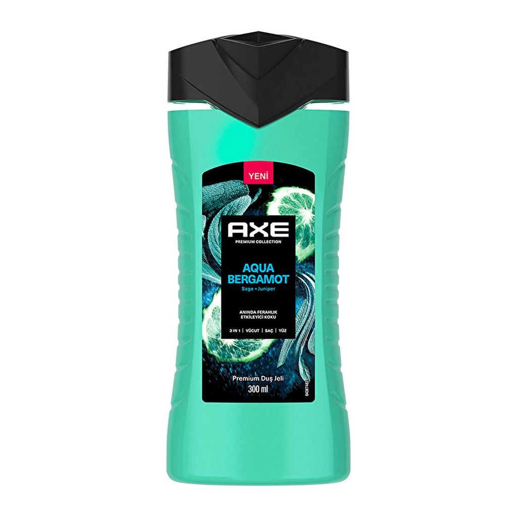 Axe Premium Collection Aqua Bergamot 3-in-1 Shower Gel for Men - Refreshing, Invigorating, and Convenient Body, Hair, and Face Cleanser