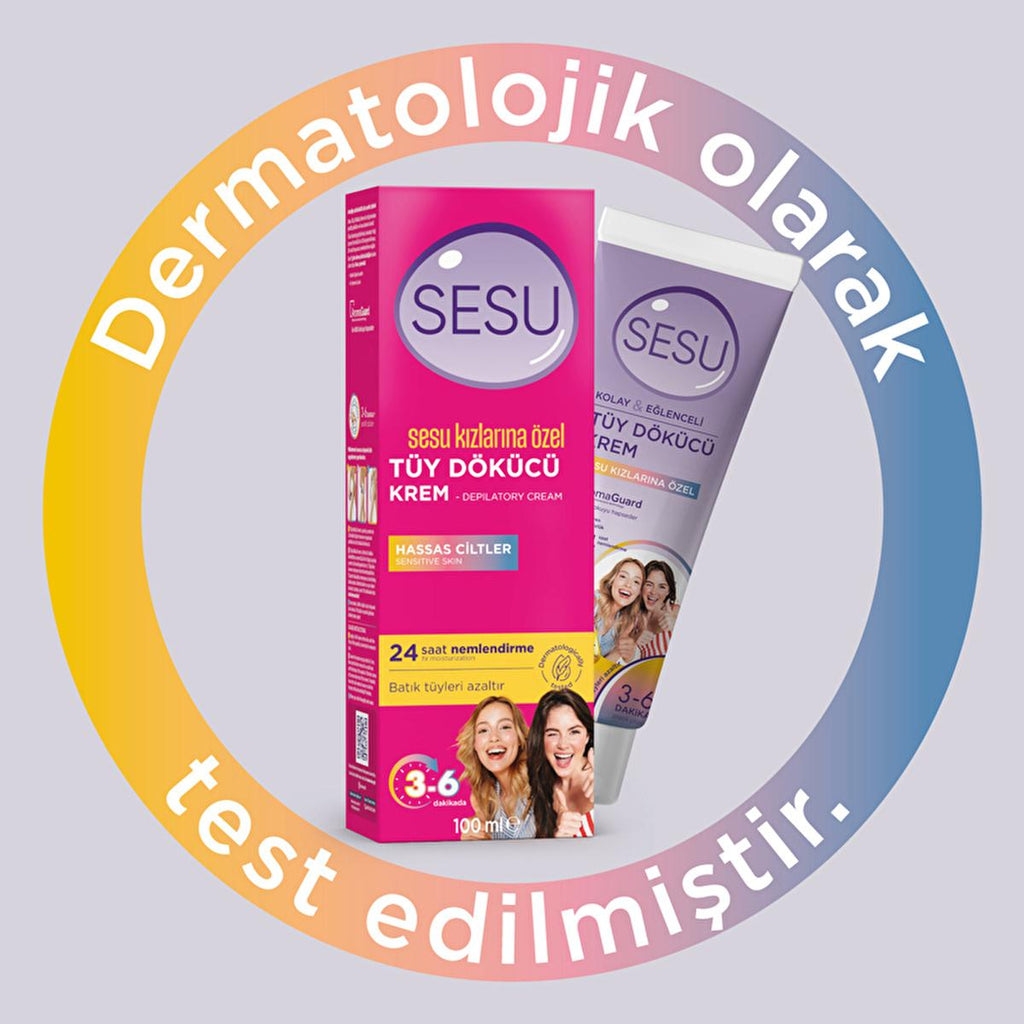 Sesu Hair Removal Cream for Sensitive Skin - Easy & Effective Depilatory Cream for Women, 3.38 fl oz
